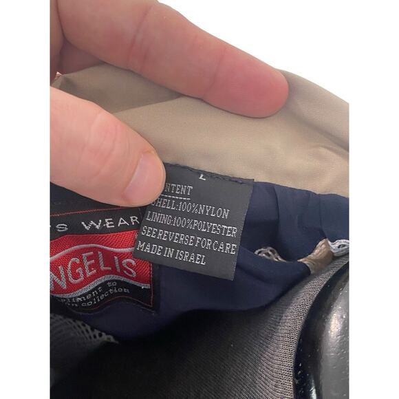 Vangelis Sports Wear Mens Windbreaker Size Large Full Zip Lined Blue Tan Jacket - Picture 9 of 12